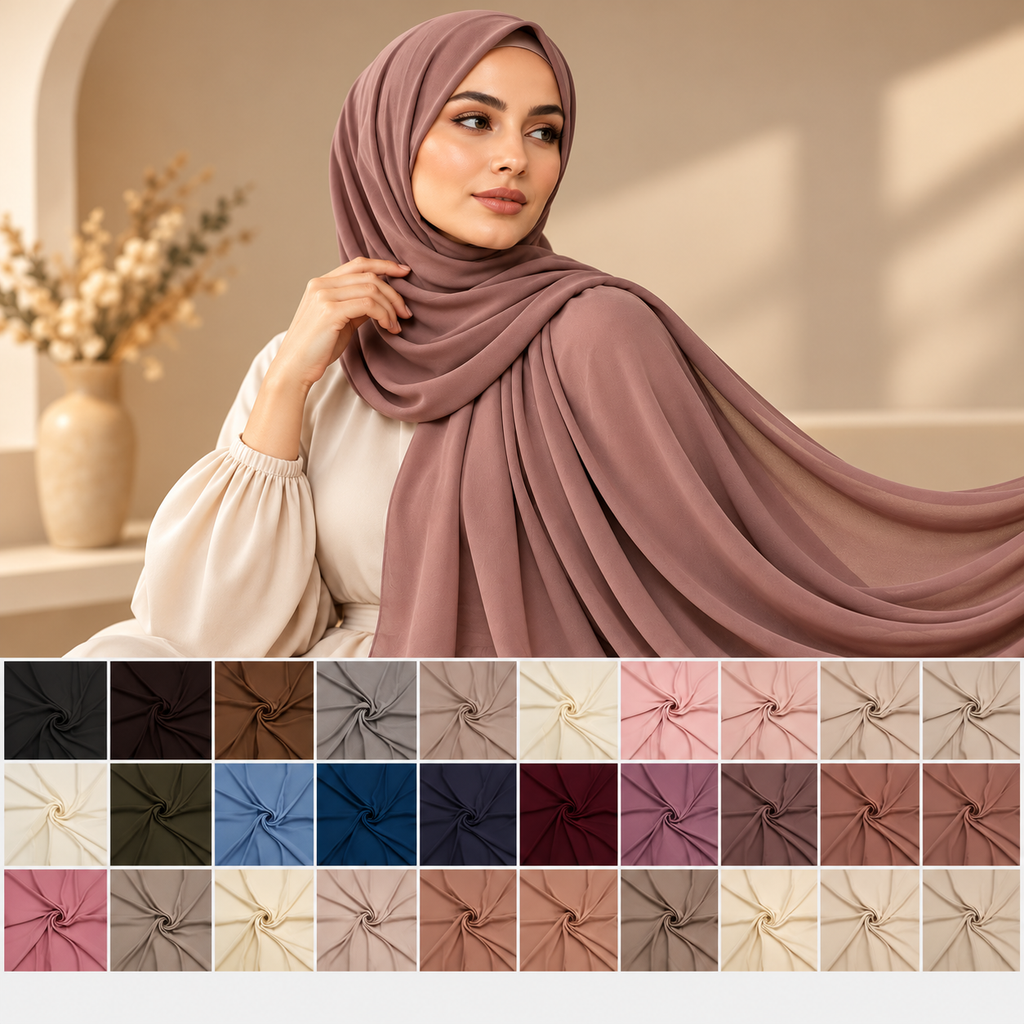 PREMIUM LIQUID CHIFFON HIJAB – STRETCHY, LIGHTWEIGHT & ELEGANT